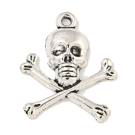 Tibetan Style Alloy Pendants, Lead Free and Cadmium Free, Pirate Style Skull, 24x20x4mm, Hole: 2mm, about 680pcs/1000g