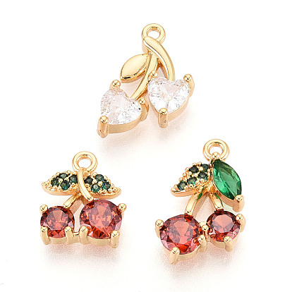 Латунные микропаве прозрачные подвески с фианитом, черри прелести, без никеля 