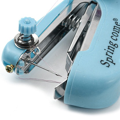 ABS Plastic Hand Sewing Machine, with Iron & Alloy Findings, Portable Multi-Function Home Assistant, Mini Handheld Cordless Sewing Machines, for Repairing Garment Fabrics Curtains Leather