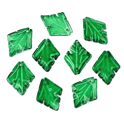 Pulvérisation peint pendentifs en verre transparent, feuille