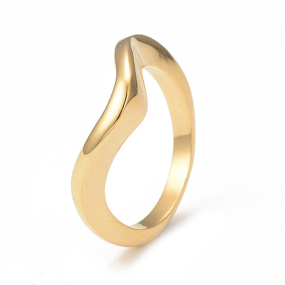 Chapado en iones (ip) 304 anillo de dedo de onda de acero inoxidable para mujer