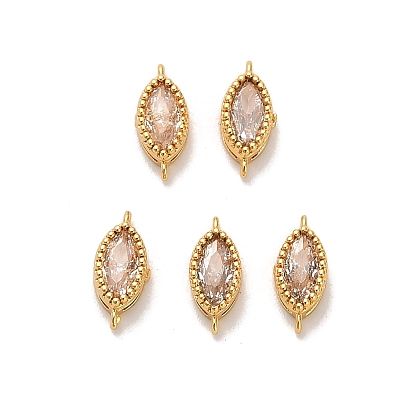 Подвески-коннекторы с прозрачными кубическими цирконами из латуни и паве, ионное покрытие (ip)