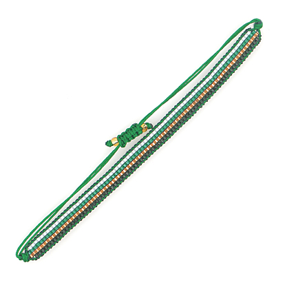 Glass Seed Braided Bead Bracelet, Stripe Pattern Friendship Bracelet for Men