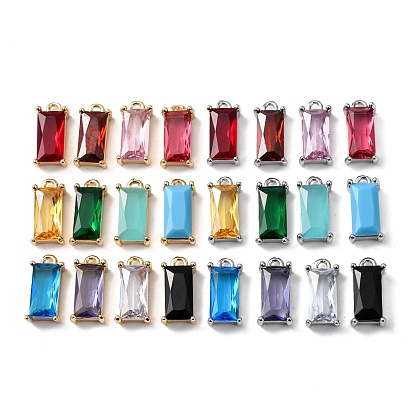Латунь стекло амулеты, прямоугольные, граненые
