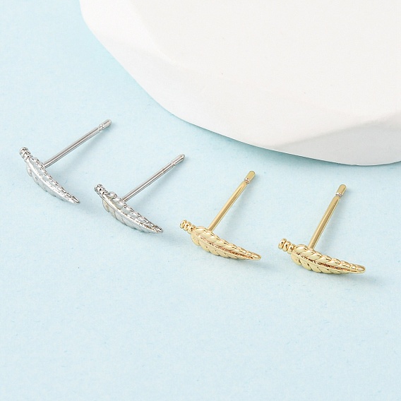 Латунь серьги, перо