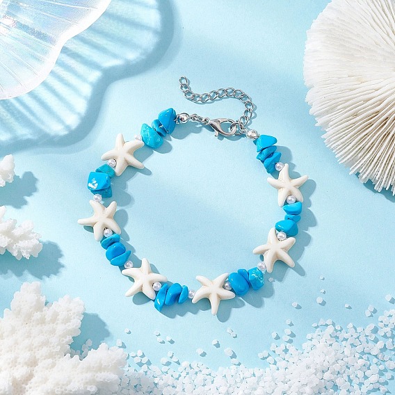 Браслеты из искусственного жемчуга и синтетической бирюзы для женщин, морская звезда