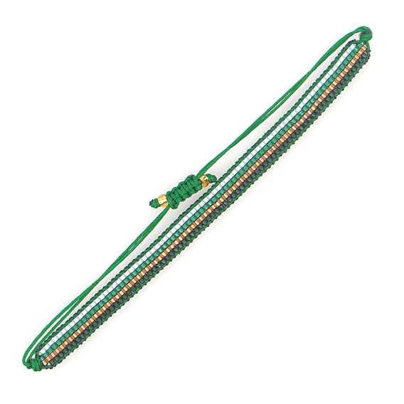 Glass Seed Braided Bead Bracelet, Stripe Pattern Friendship Bracelet for Men
