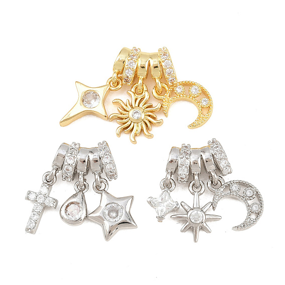 Латунные микропаве прозрачные подвески с фианитом, без кадмия и без свинца, стойки покрытие, долговечный