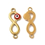 201 Stainless Steel Enamel Connector Charms, Real 24K Gold Plated, Infinity Links with Evil Eye