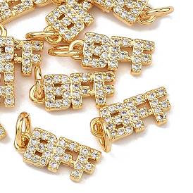Shegrace Messing-Anhänger mit Mikropavé-Fassung aus klaren Zirkonia, Cadmiumfrei und Nickel frei und Bleifrei, Wort-BFF-Charms