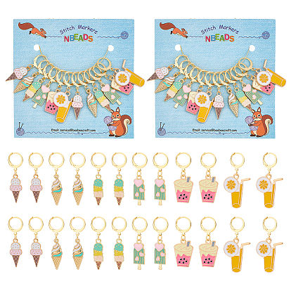 12 шт. 6 стилизованные эмалевые подвески для мороженого и напитков маркеры петель с замком, с золотым оттенком 304 фурнитура для серег с защелкой из нержавеющей стали