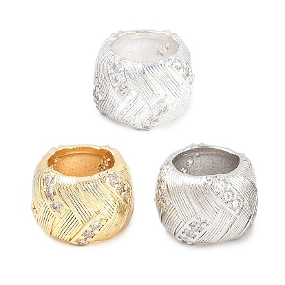 Латунь микропаве прозрачный кубический цирконий европейский бисер, долговечный, стойки покрытие, без свинца и без кадмия, круглые, большое отверстие шарик