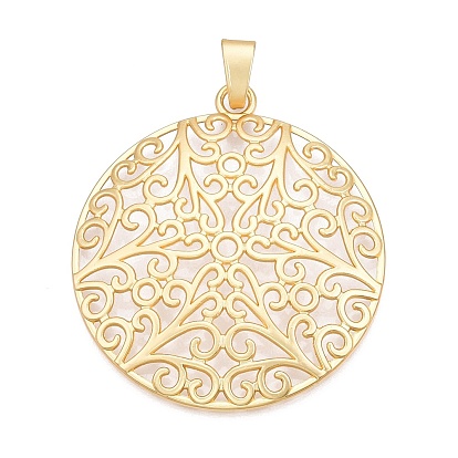 Большие подвески из сплава с покрытием, полые плоские круглые с цветком, без свинца, без никеля и без кадмия