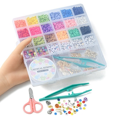DIY Heishi Surfer Bracelet Necklace Making Kit, Including Polymer Clay Disc  & Acrylic Letter & Plastic Star & Natural Shell Beads, Dolphin & Heart &  Pineapple Alloy Charms, Scissors, Tweezers, Mixed Color