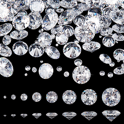 160шт 8 стили кубический цирконий кабошоны, класс А, граненые, алмаз
