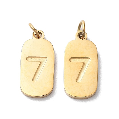 Ионное покрытие (ip) 304 подвески из нержавеющей стали, с целью перехода в кольце, ручная полировка, прямоугольник с цифрой 7 брелок