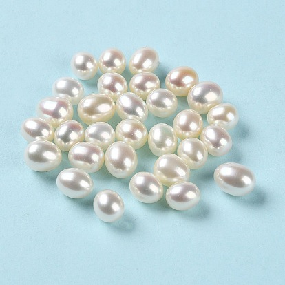 Natural Cultured Freshwater Pearl Beads, No Hole, Rice, Grade 8A+