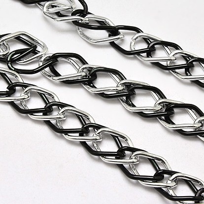 Aluminium Double Link Chains, Unwelded, with Spool, Lead Free & Nickel Free, 18x13x4mm