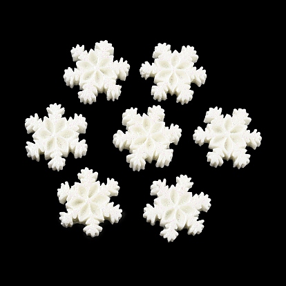 Cabuchones de resina opacos, copo de nieve navideño brillante
