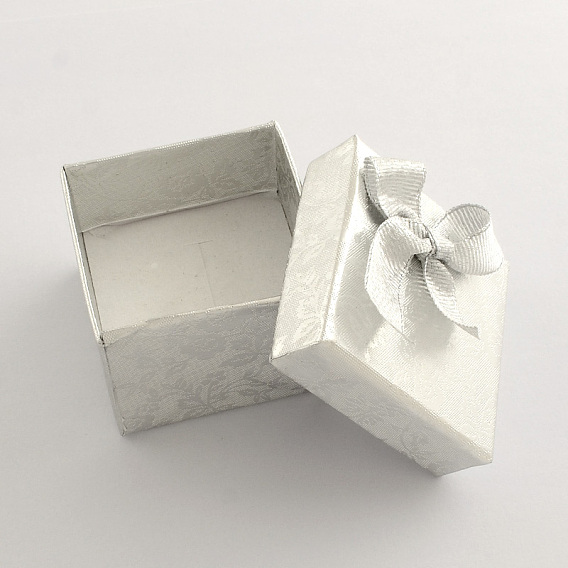 Valentines Day Presents Packages Square Cardboard Ring Boxes, with Bowknot Outside and Sponge Inside