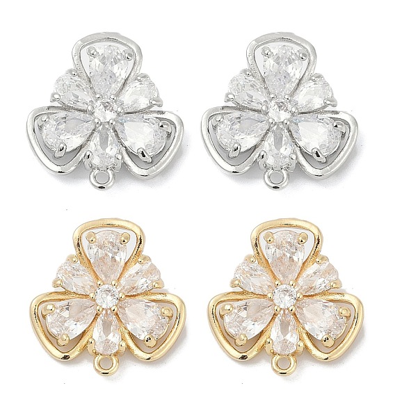 Латунные серьги-гвоздики из циркония, долговечный, без кадмия, без никеля и без свинца, клевер