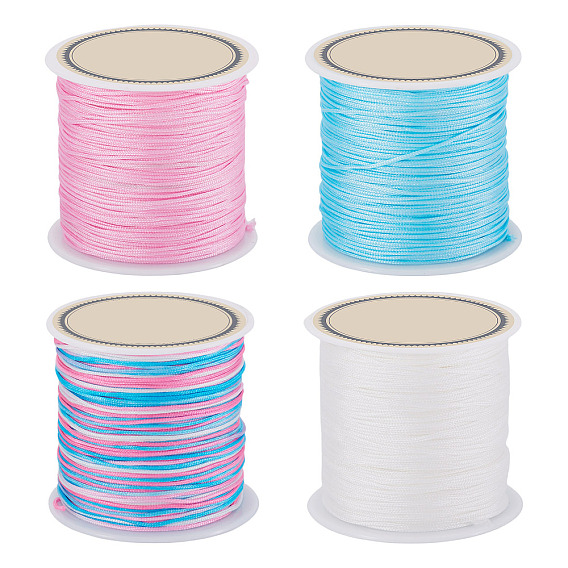 4 рулоны 4 стили макарон цветной сегмент окрашенный нейлон китайский узелковый шнур, для изготовления ювелирных изделий DIY