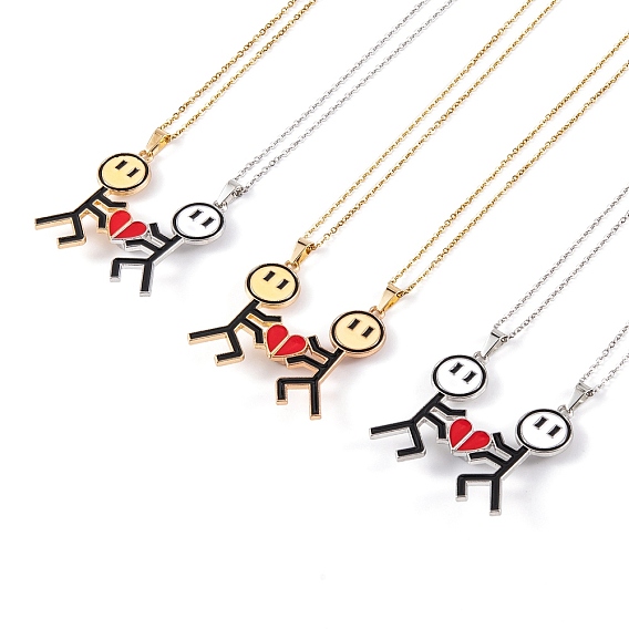 День святого Валентина 2 шт., ожерелья с подвеской в форме сердца и магнитной эмалью из сплава, кабельные цепи