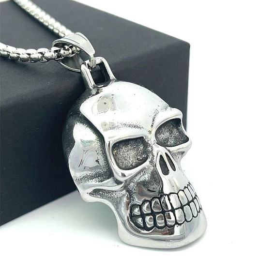 Хип-хоп стиль 304 кулоны-черепа из нержавеющей стали для мужчин, не тускнеет