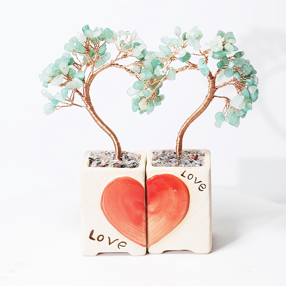 Сердце из натуральных драгоценных камней и древо жизни украшения фэн-шуй, украшения для домашнего экрана