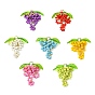 7Pcs Glass Seed Beads & 304 Stainless Steel Jump Ring Pendants, Grape Charms