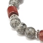 Эластичный браслет из бисера из смешанных драгоценных камней для женщин и мужчин, браслеты из бусин из дерева и сплава