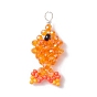 Граненые подвески стекла, рыба, с серебряной медной проволокой и бисером
