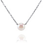 Natural Freshwater Pearl Pendant Necklace for Women, 14K Gold Plated Copper Chain with Simple and Elegant Design, Perfect for Collarbone.