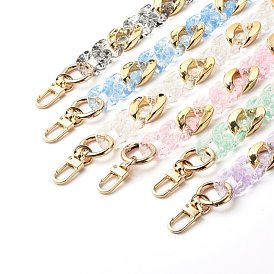 Transparent Spary Paint Acrylic Linking Rings Bag Handles, with Zinc Alloy Swivel Clasps & Alloy Spring Gate Rings, for Bag Replacement Accessories