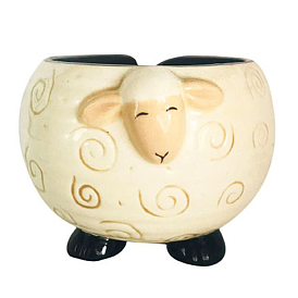 Lovely Sheep Shape Handmade Porcelain Yarn Bowl Holder, Knitting Wool Storage Basket, with Holes to Prevent Slipping