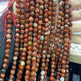 Натуральные красные яшмы бусы пряди, граненые, звезды вырезать круглые бусы