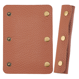 4Pcs Detachable PU Imitation Leather Bag Handle Wrap, Handle Grip Protector, with Iron Snap Button, Rectangle, for Suitcase, Handbag, Antique Bronze