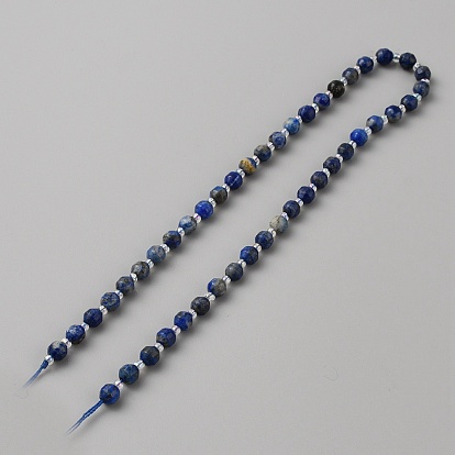 Natural Lapis Lazuli Beads Strands, Faceted Bicone Barrel Drum, with Seed Beads