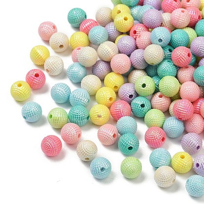 Непрозрачные акриловые бусины, Берри бисера, круглые, с покрытием AB цвета