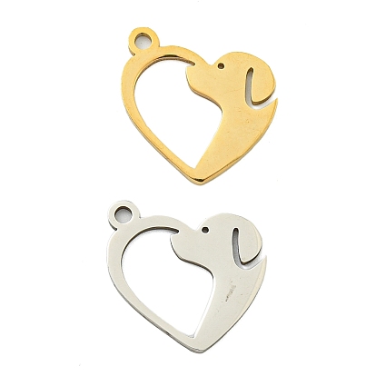 201 прелести нержавеющей стали, сердце с собачьим оберегом, лазерная резка