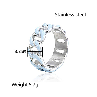 Stainless Steel Enamel Curb Chains Finger Rings