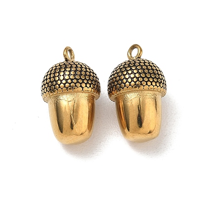304 Stainless Steel Pendants, Acorn Shape Charms, Ion Plating(IP)