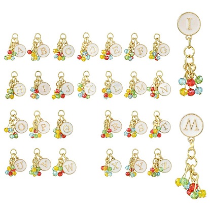 Подвески из эмали с буквами a~z, со стеклянными бусинами, золотые