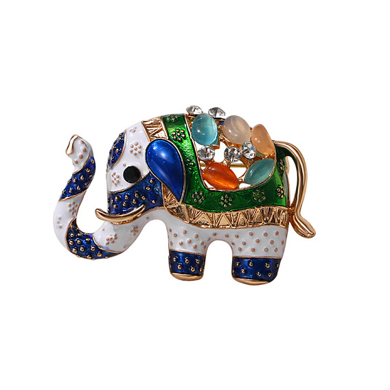 Сплавные эмалевые броши, без кадмия, без никеля и без свинца, горный хрусталь и стекло, слон