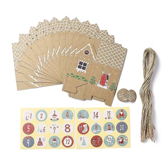 Новогодняя тема подарочные сладости бумажные коробки, с этикетками, пастер и пеньковая веревка, складные коробки, на рождество украсить