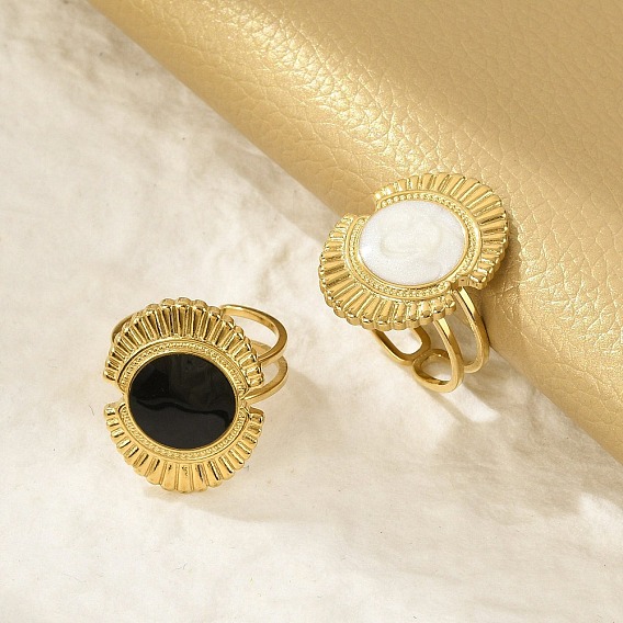 Овальные 304 эмалированные открытые манжеты из нержавеющей стали для женщин, золотые