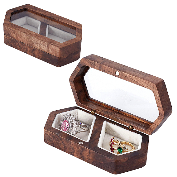 Магнитная подарочная шкатулка из орехового дерева с бархатной внутренней частью, Портативный дорожный прозрачный чехол для демонстрации ювелирных изделий с кольцами, Браслеты, , держатель для сережек