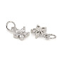 Brass Micro Pave Cubic Zirconia Charms, with Jump Rings, Flower, Clear