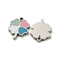 316L Stainless Steel Pendants, with Enamel, Stainless Steel Color, Clover Charm