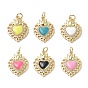 Eco-Friendly Rack Plating Brass Micro Pave Cubic Zirconia Pendants, with Enamel & Jump Ring, Long-Lasting Plated, Lead Free & Cadmium Free, Sacred Heart Charm, Real 18K Gold Plated